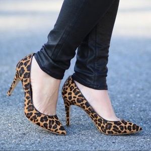 J. Crew Leopard Kitten Heels with Faux Fur Sz 7